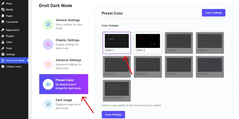 <strong>How to Add Dark Mode to Your WordPress Website for Free</strong> 3 select dark mode color option