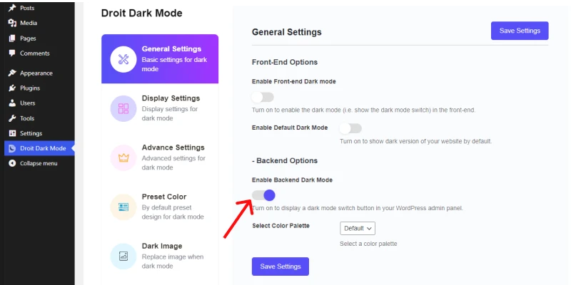 <strong>How to Add Dark Mode to Your WordPress Website for Free</strong> 7 configuredark mode in WordPress admin area
